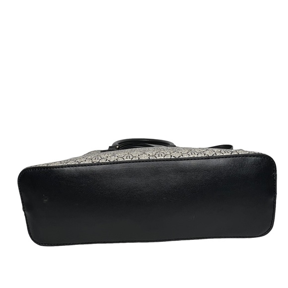 Nanette Lepore Gray Black Logo Print Zip Top Dome Satchel Crossbody Bag - Picture 6 of 13